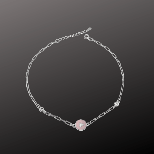Pink Charm 925 Silver Anklet