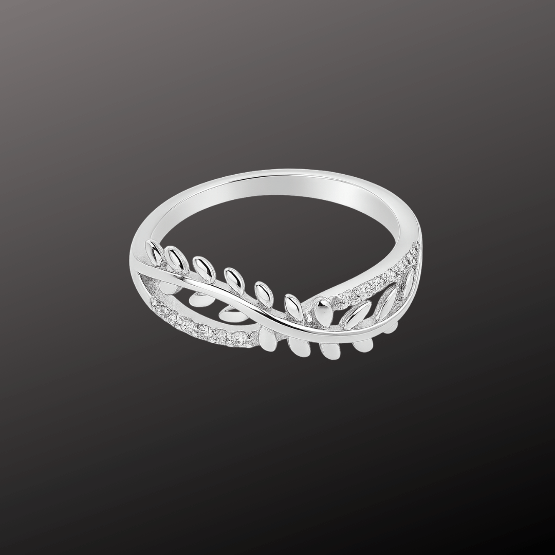 Curved Leaf 925 Silver Ring