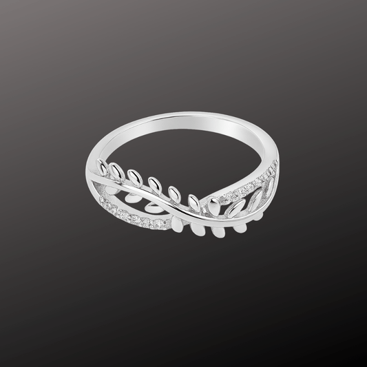Curved Leaf 925 Silver Ring
