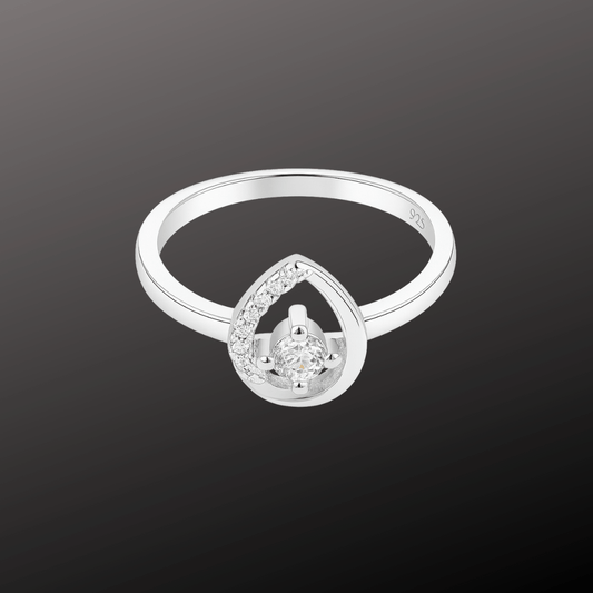 Teardrop CZ 925 Silver Ring