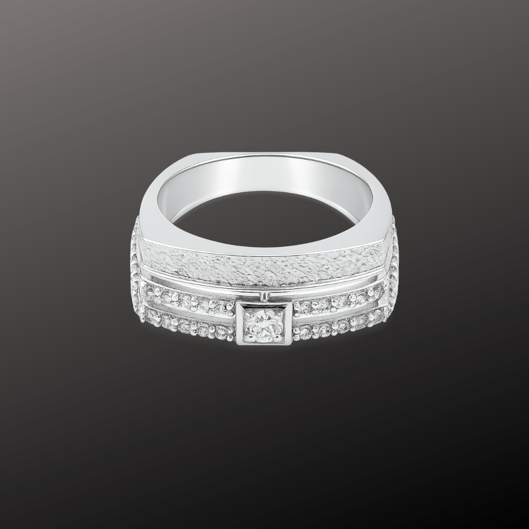 Wide Band CZ 925 Silver Ring
