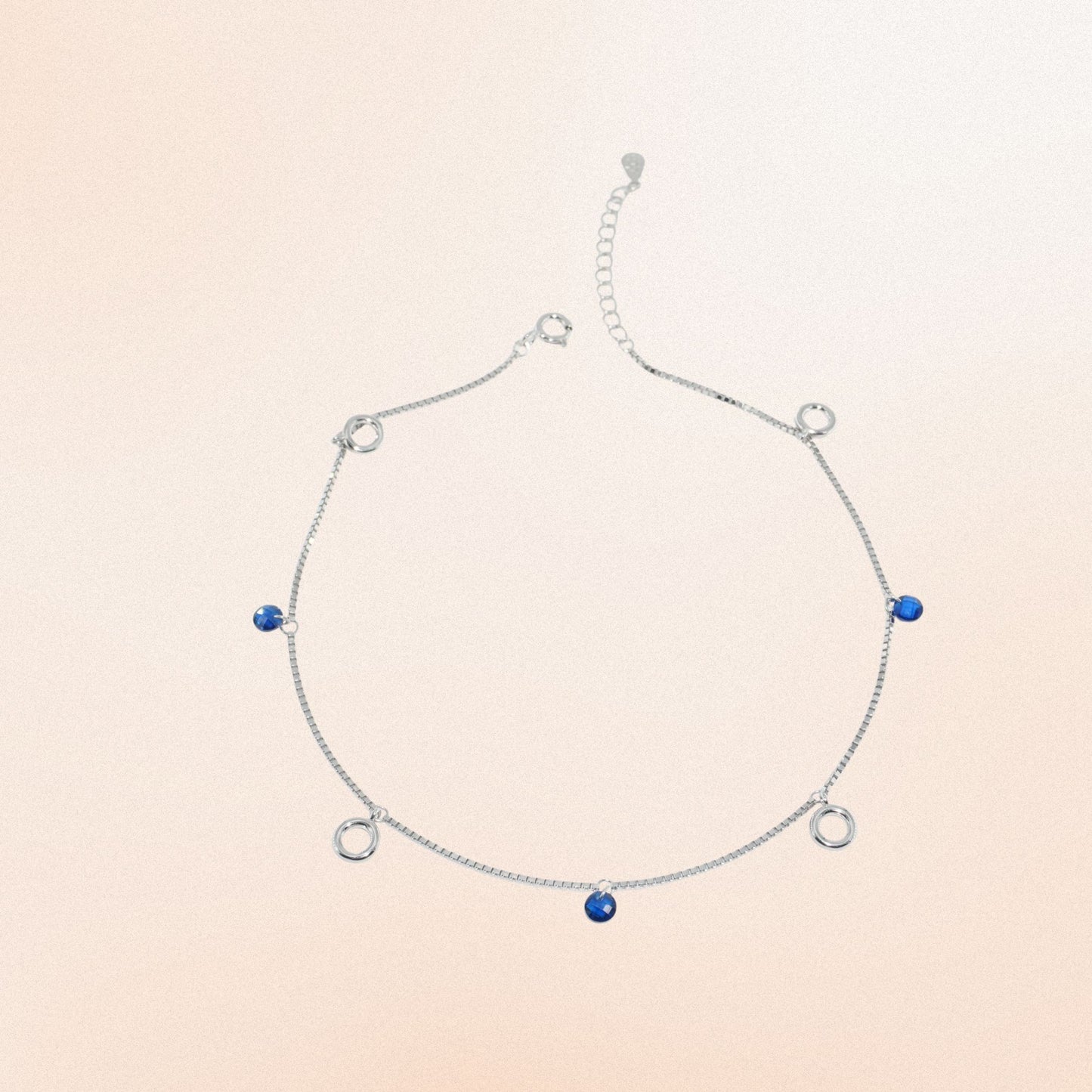 925 Sterling Silver Circle Charms Anklet