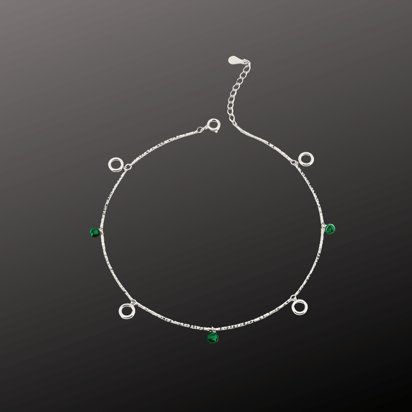 925 Sterling Silver Circle Charms Anklet