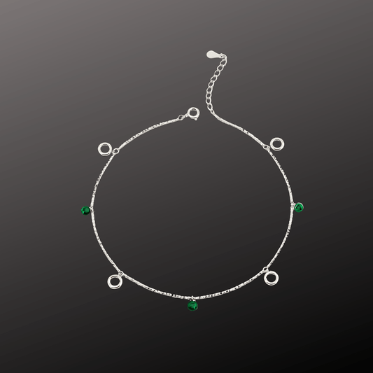 925 Sterling Silver Circle Charms Anklet