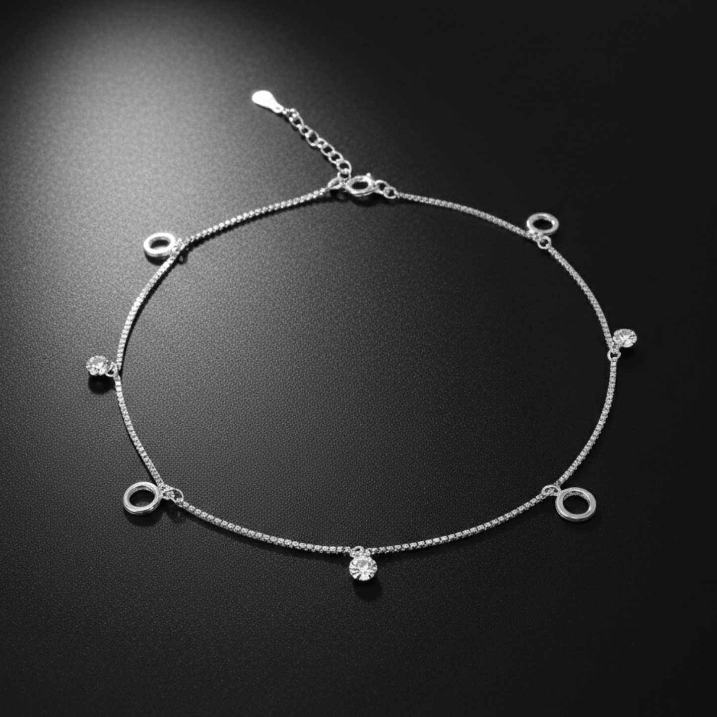 Circle Charm 925 Silver Anklet