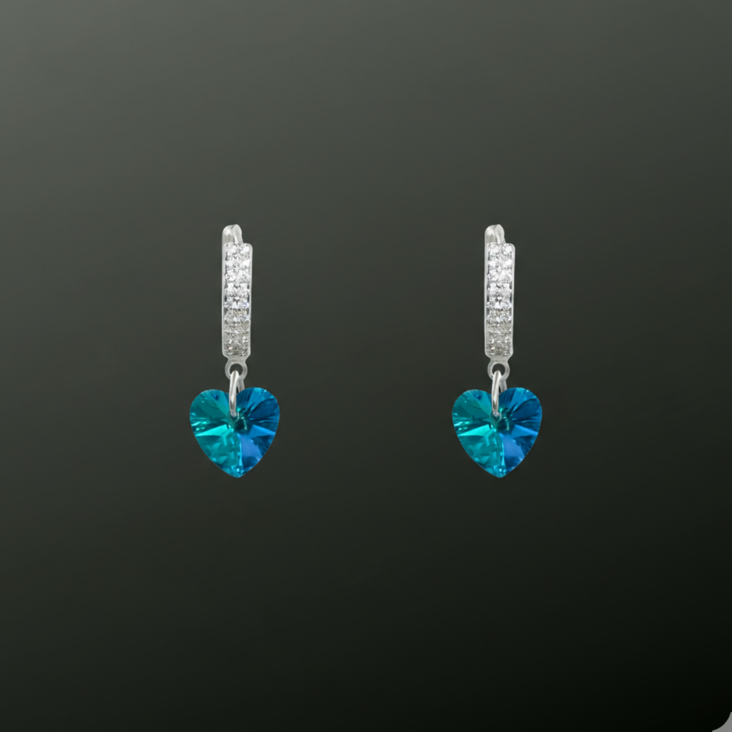 925 Silver Blue Heart Earring