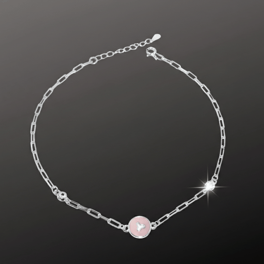 Pink Charm 925 Silver Anklet