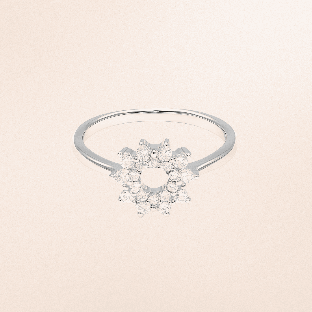 Sparkling Floral Silver Ring