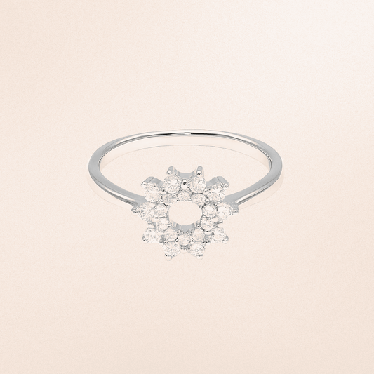 Sparkling Floral Silver Ring