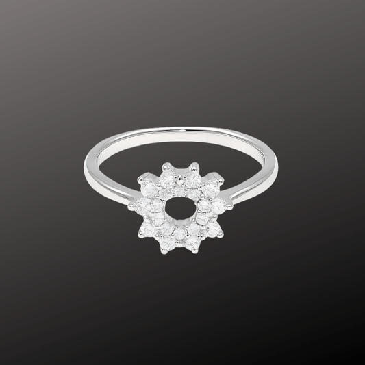 Sparkling Floral Silver Ring