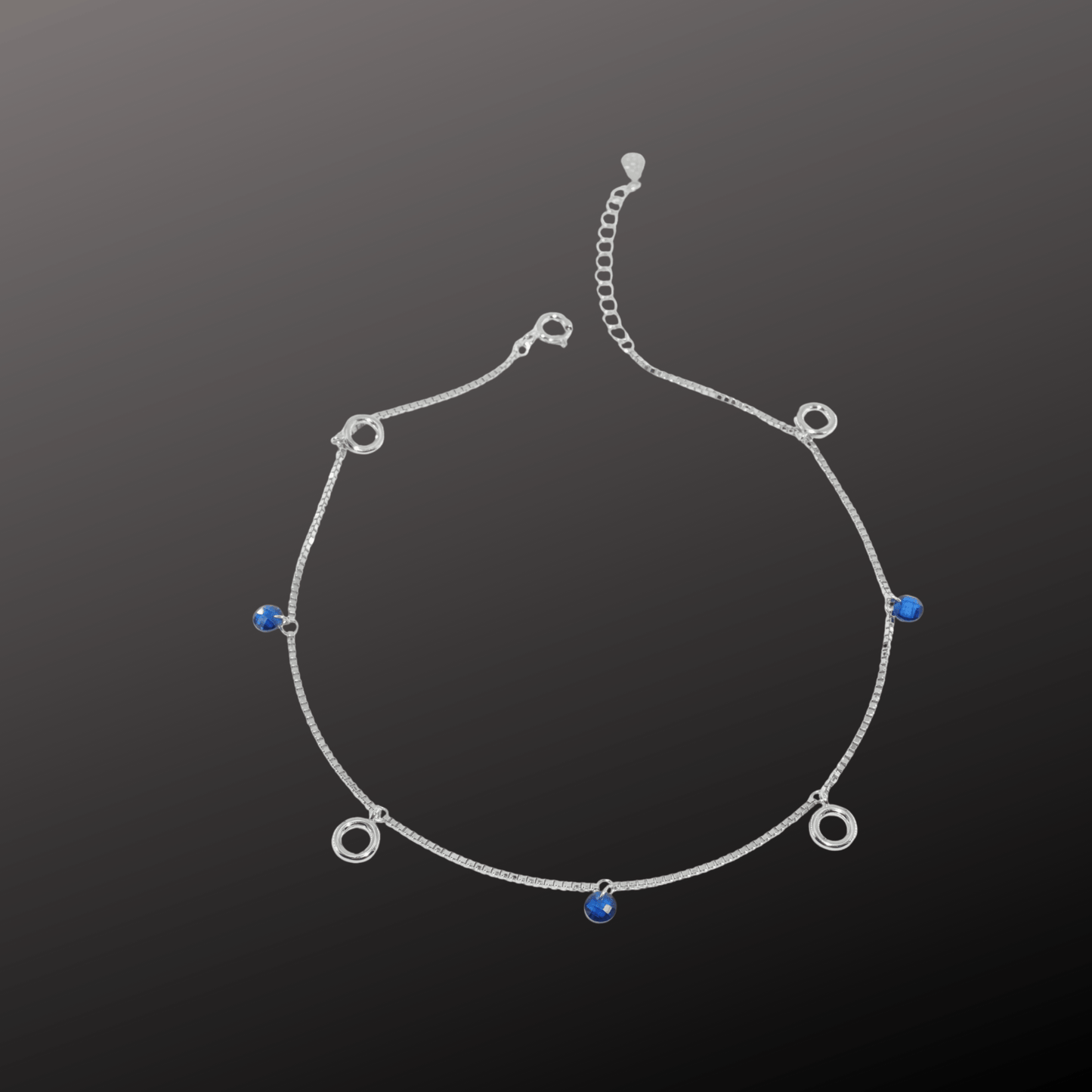925 Sterling Silver Circle Charms Anklet