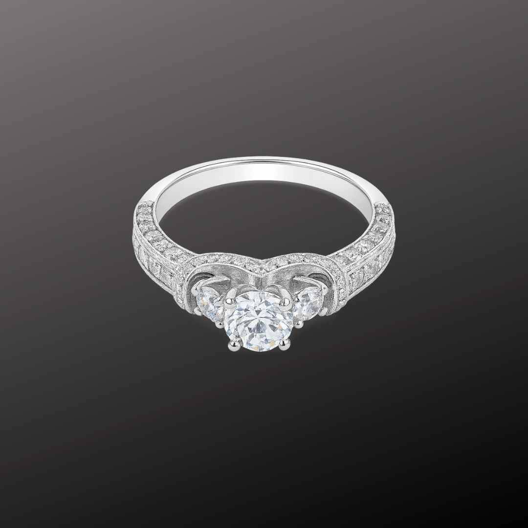 Heart Scroll 925 Solitaire Ring