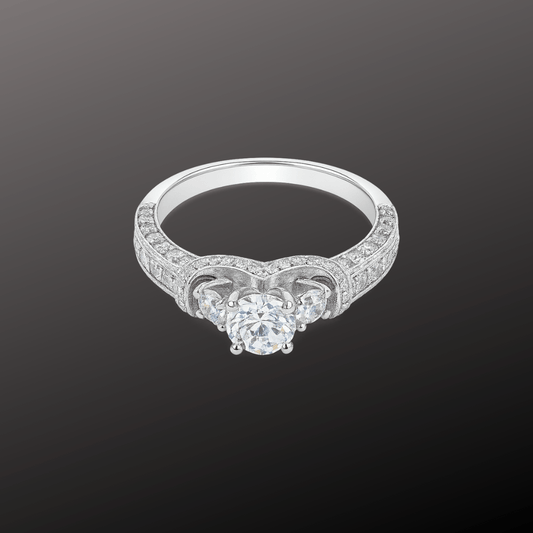 Heart Scroll 925 Solitaire Ring