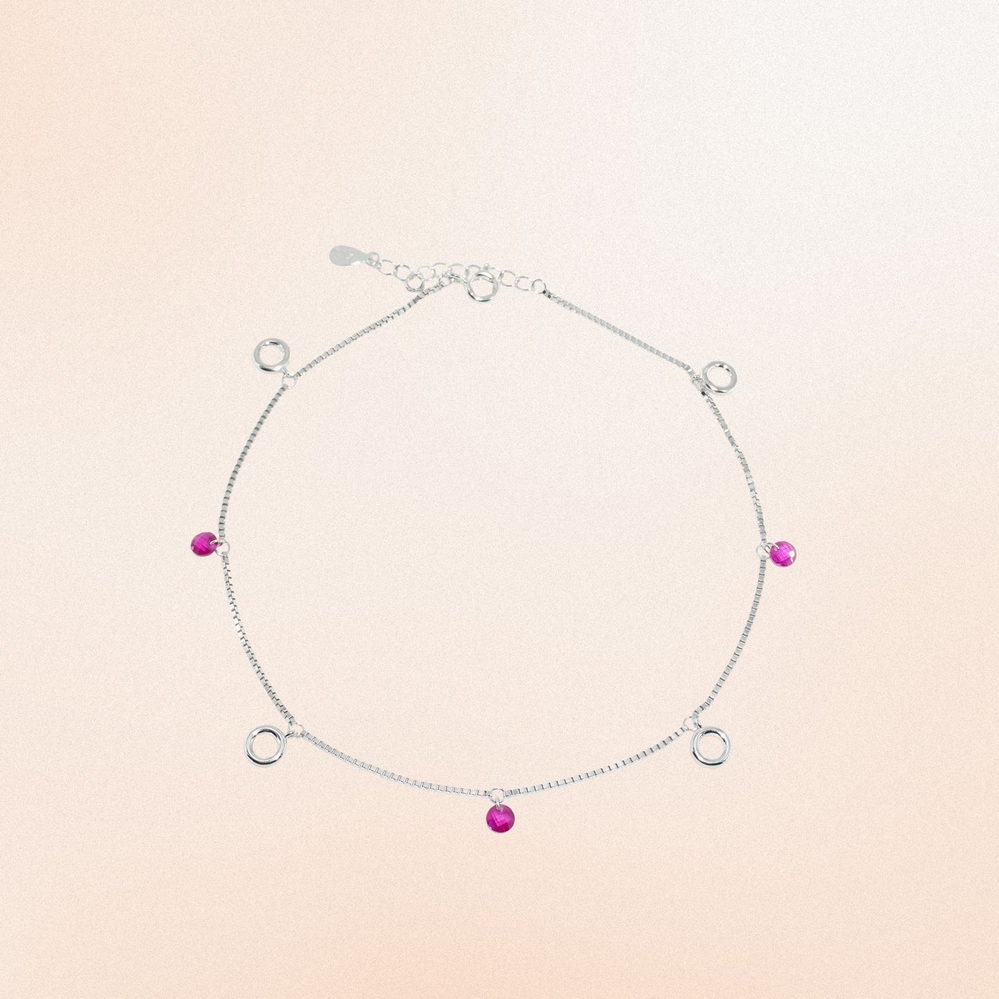 925 Sterling Silver Circle Charms Anklet