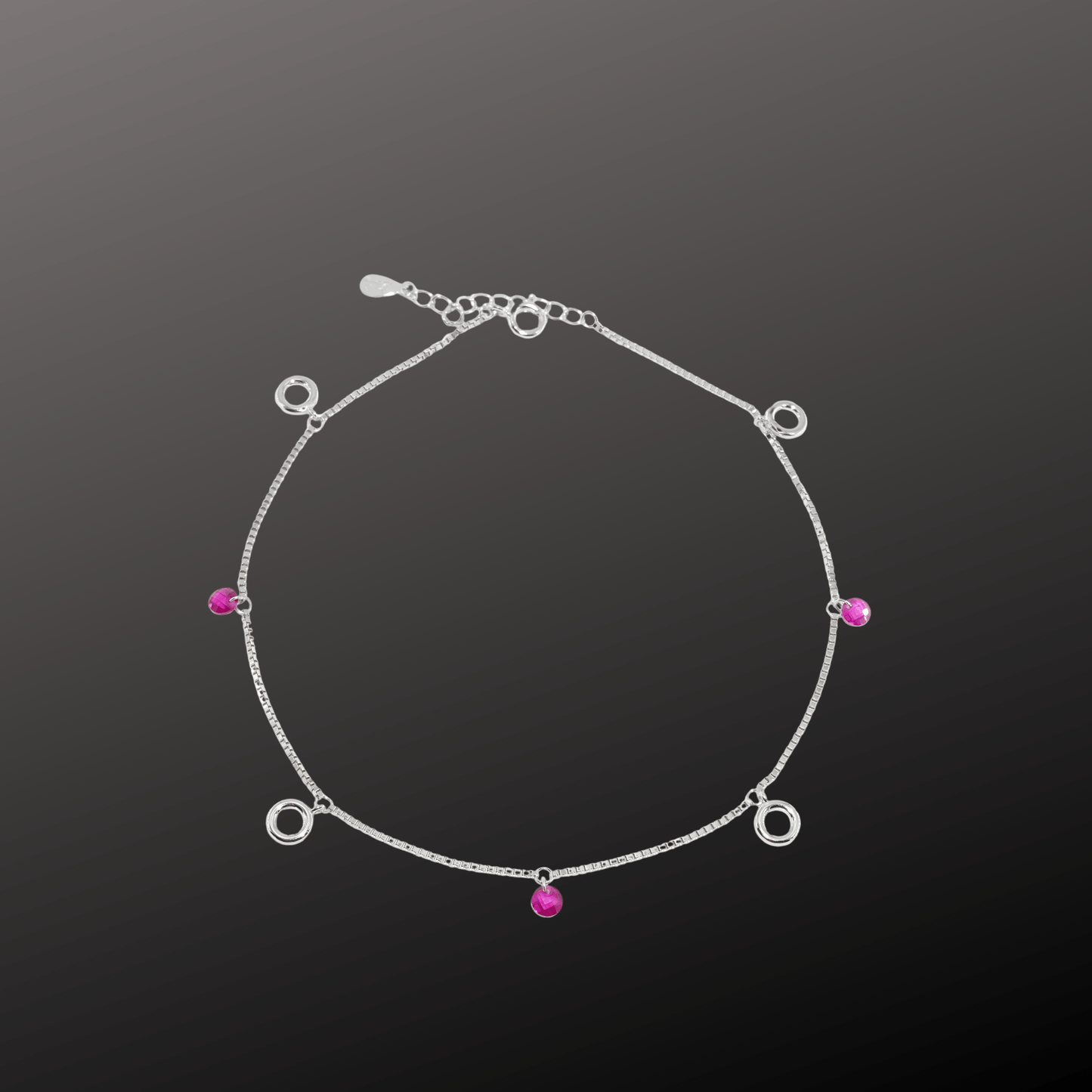 925 Sterling Silver Circle Charms Anklet