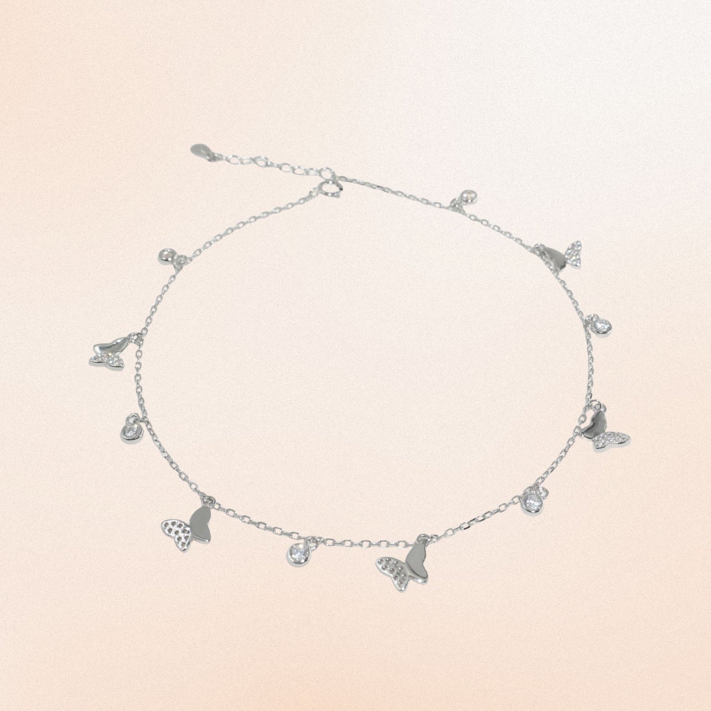 Butterfly Charm 925 Silver Anklet