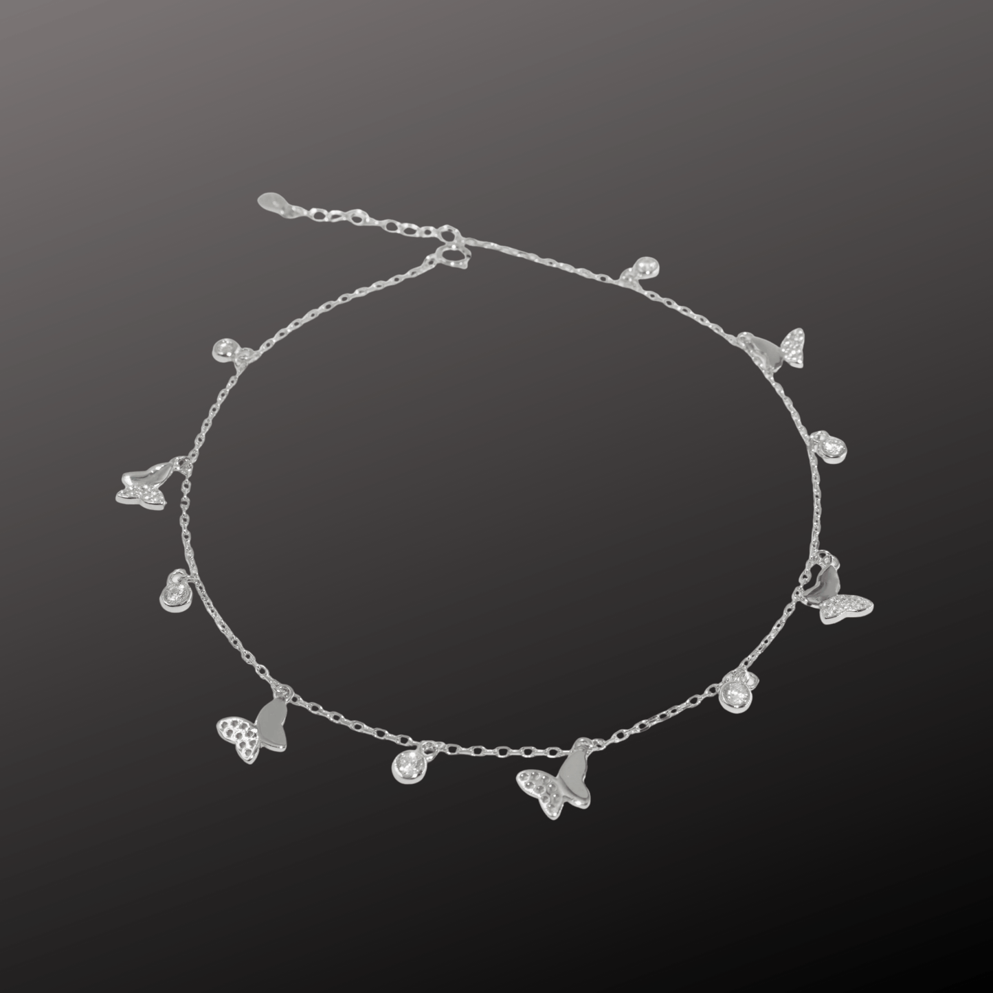 Butterfly Charm 925 Silver Anklet
