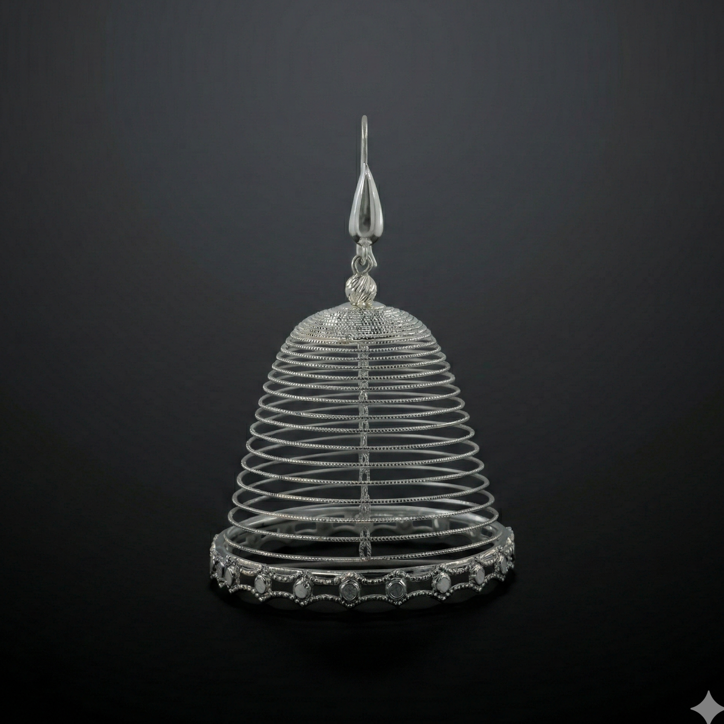 925 Silver Filigree Dome Jhumka Earrings