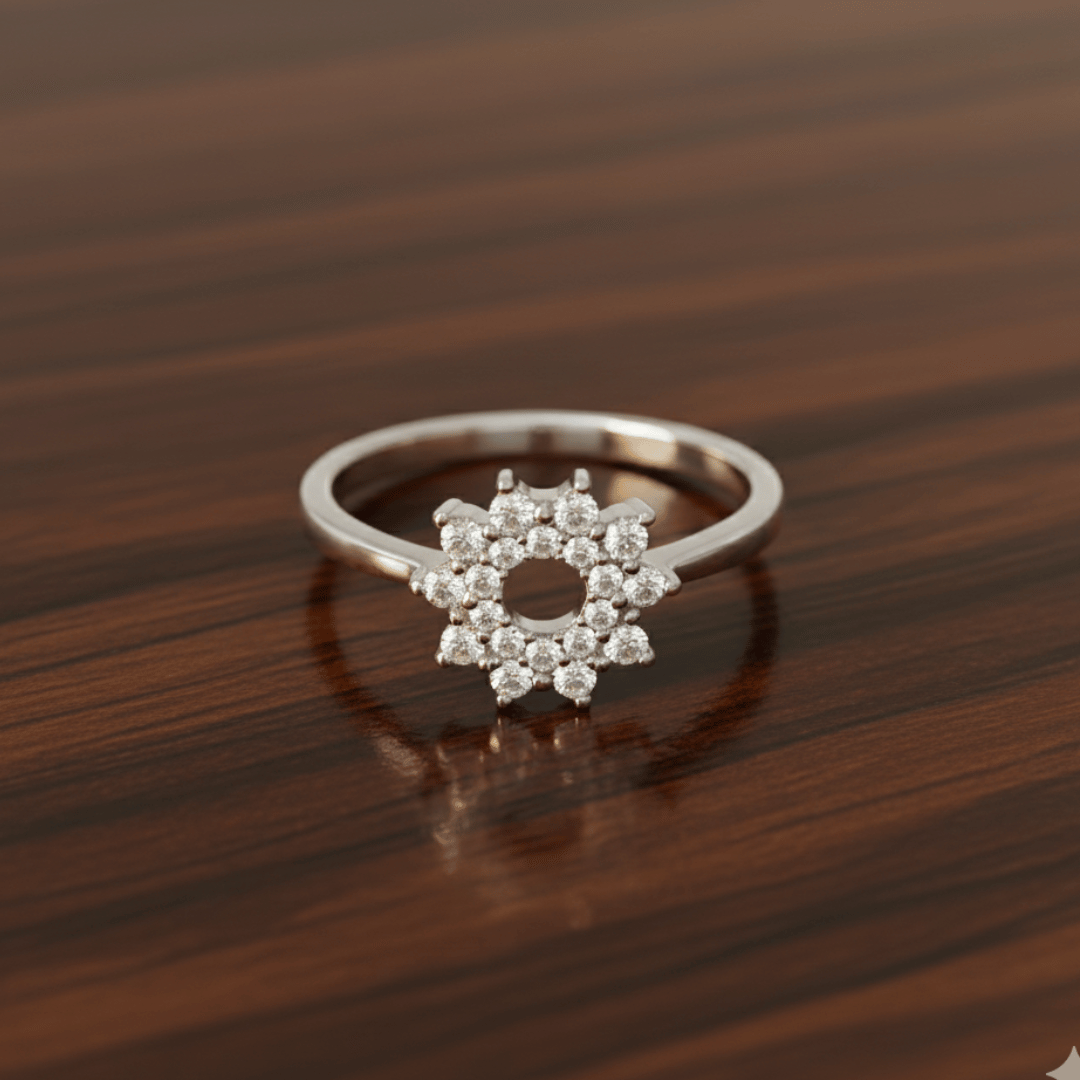 Sparkling Floral Silver Ring