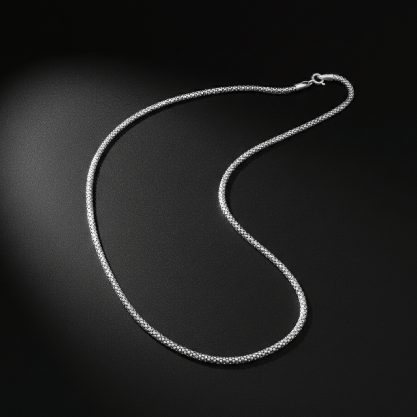 925 Sterling Silver Beaded Men's Chain Necklace