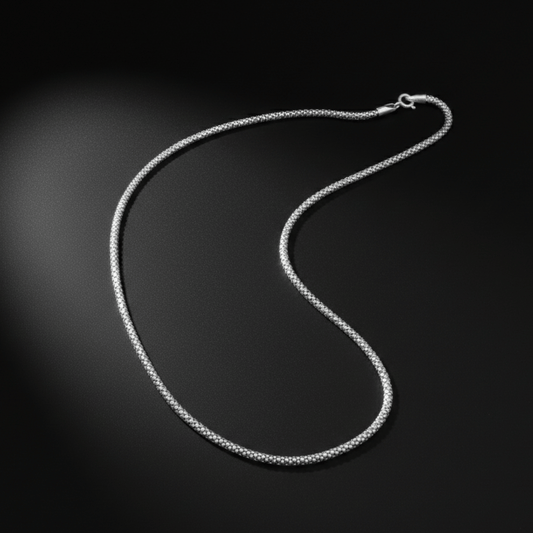 925 Silver Beaded Men's Chain