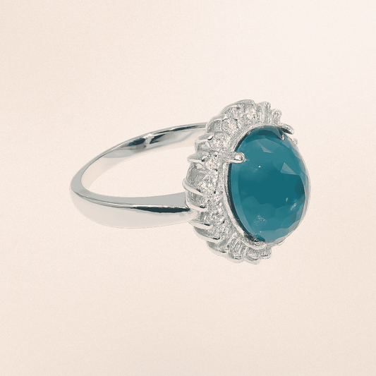 Midnight Teal Halo Ring
