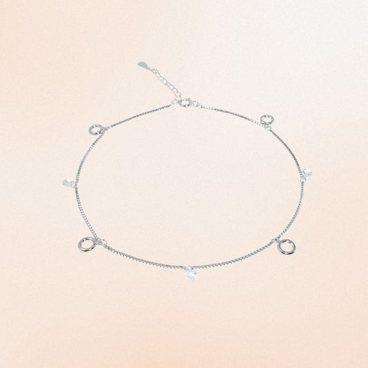 Circle Charm 925 Silver Anklet