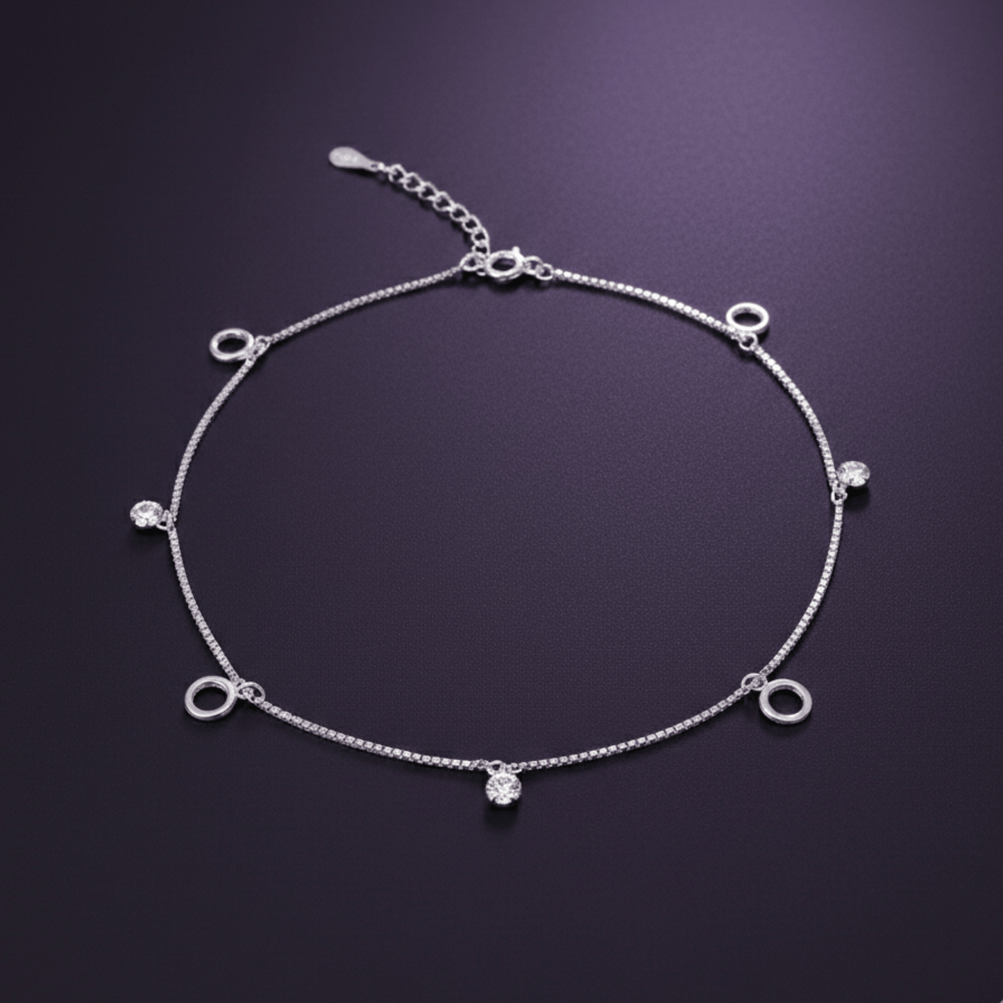 Circle Charm 925 Silver Anklet