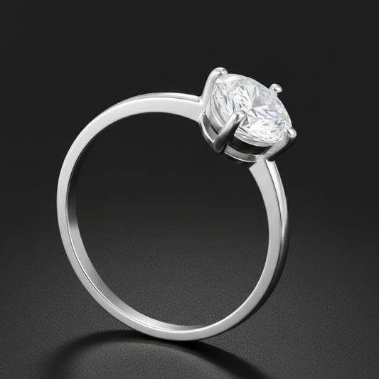 Simple 925 Silver Diamond Ring