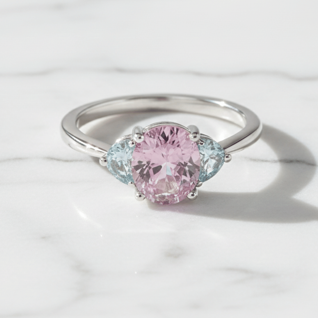 Light Pink Radiance 3-Stone Ring