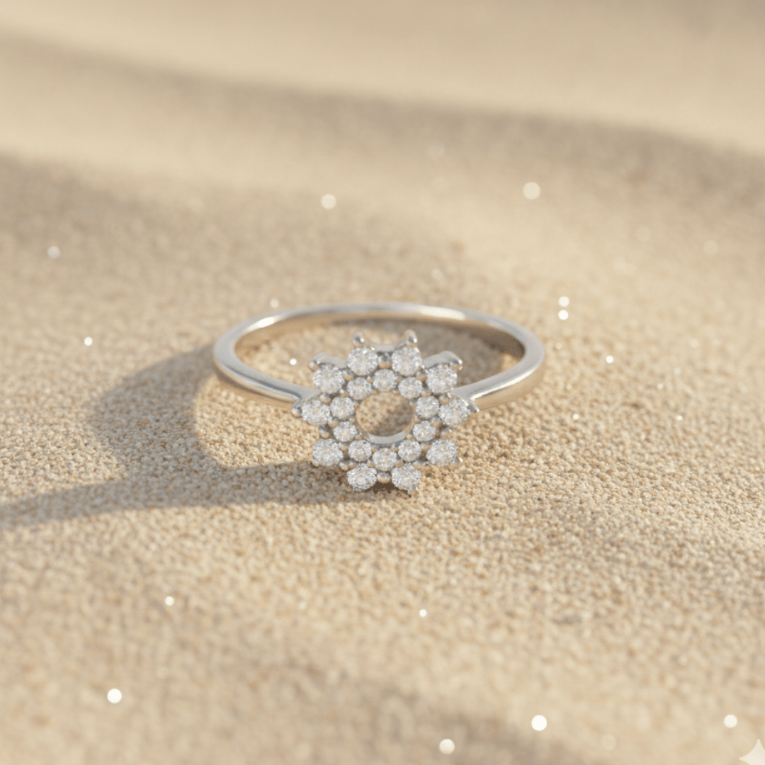 Sparkling Floral Silver Ring
