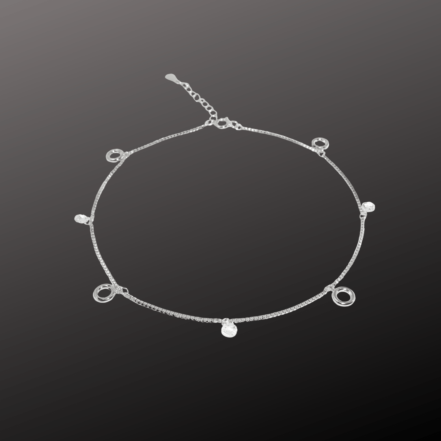 Circle Charm 925 Silver Anklet