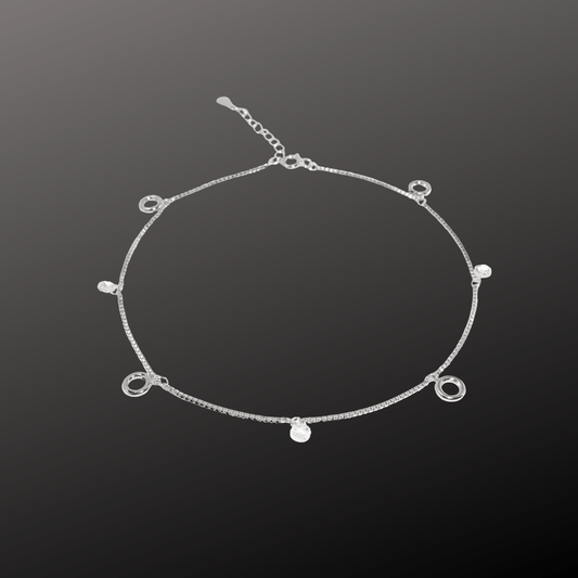Circle Charm 925 Silver Anklet