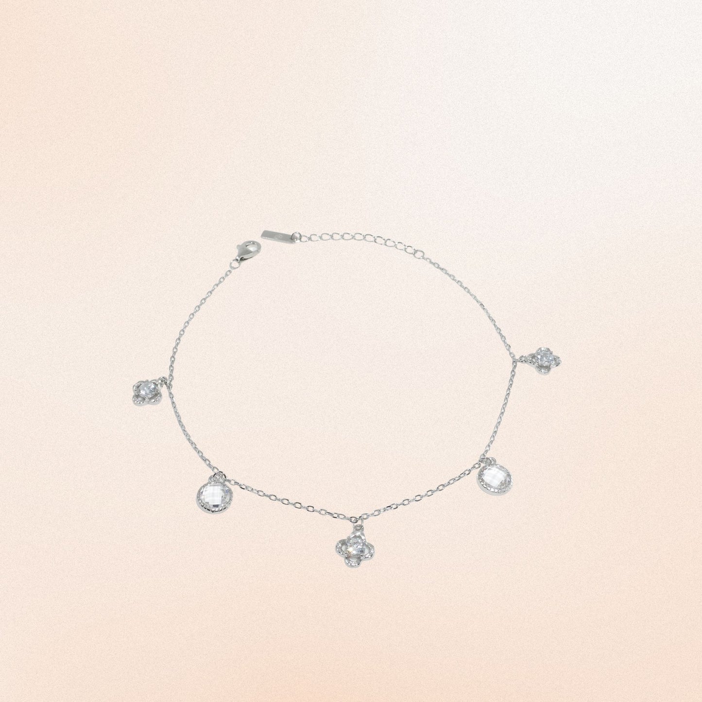 Floral Charm 925 Silver Anklet