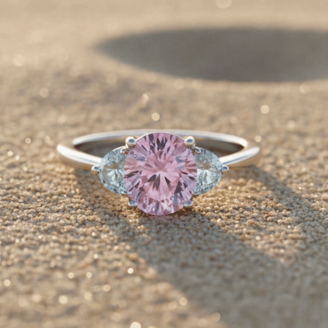 Light Pink Radiance 3-Stone Ring