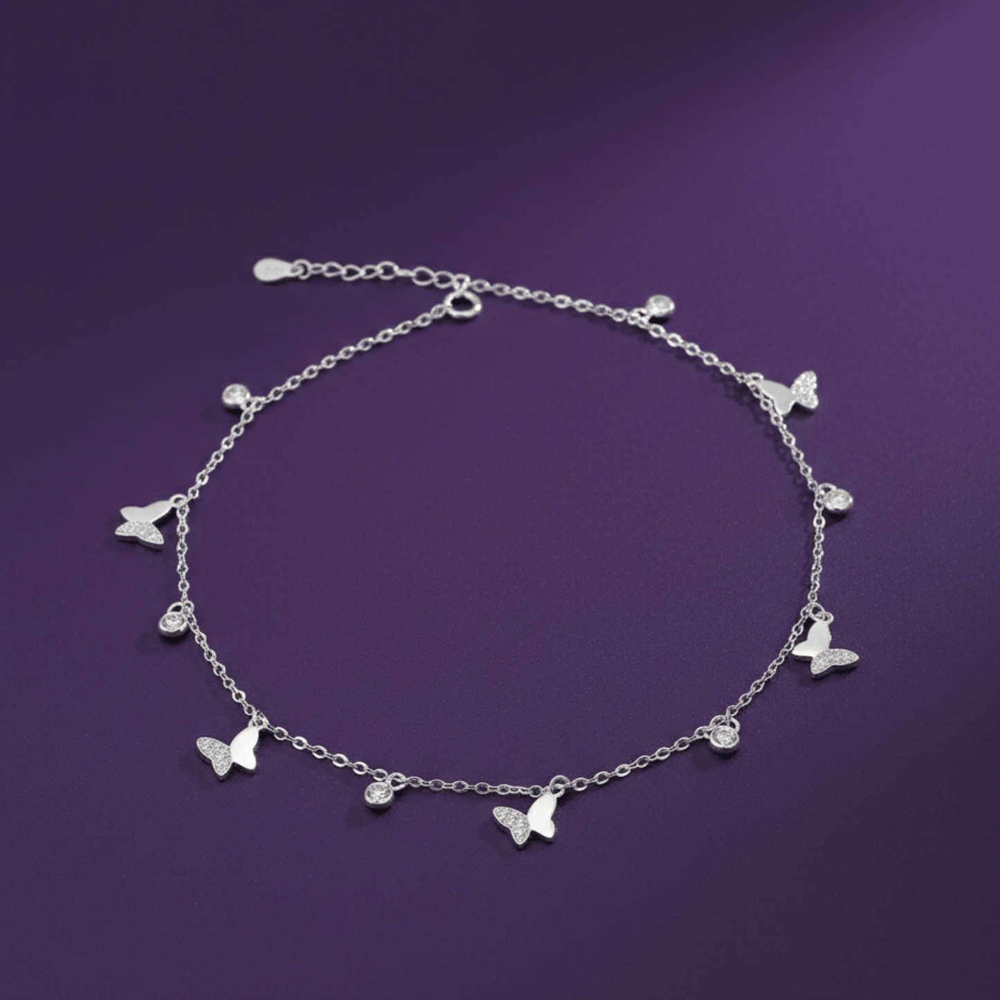 Butterfly Charm 925 Silver Anklet