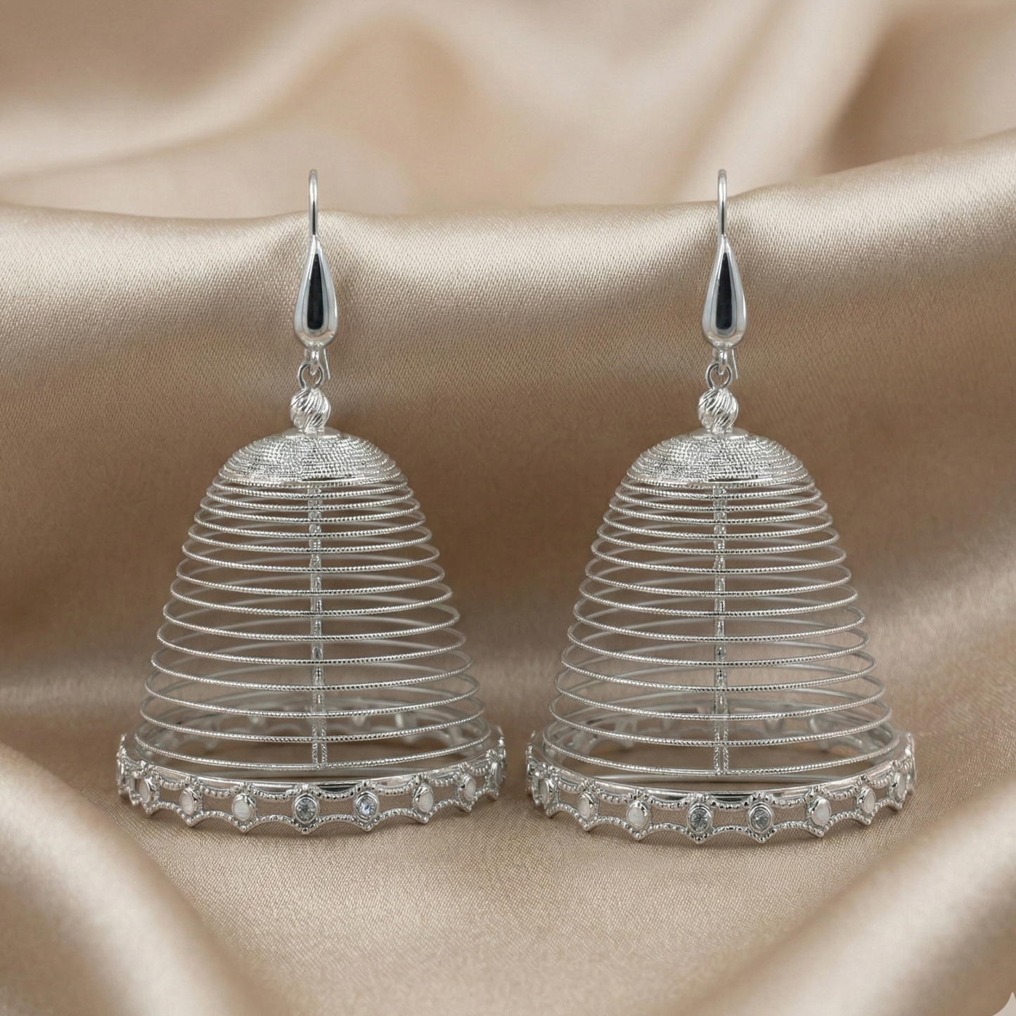925 Silver Filigree Dome Jhumka Earrings