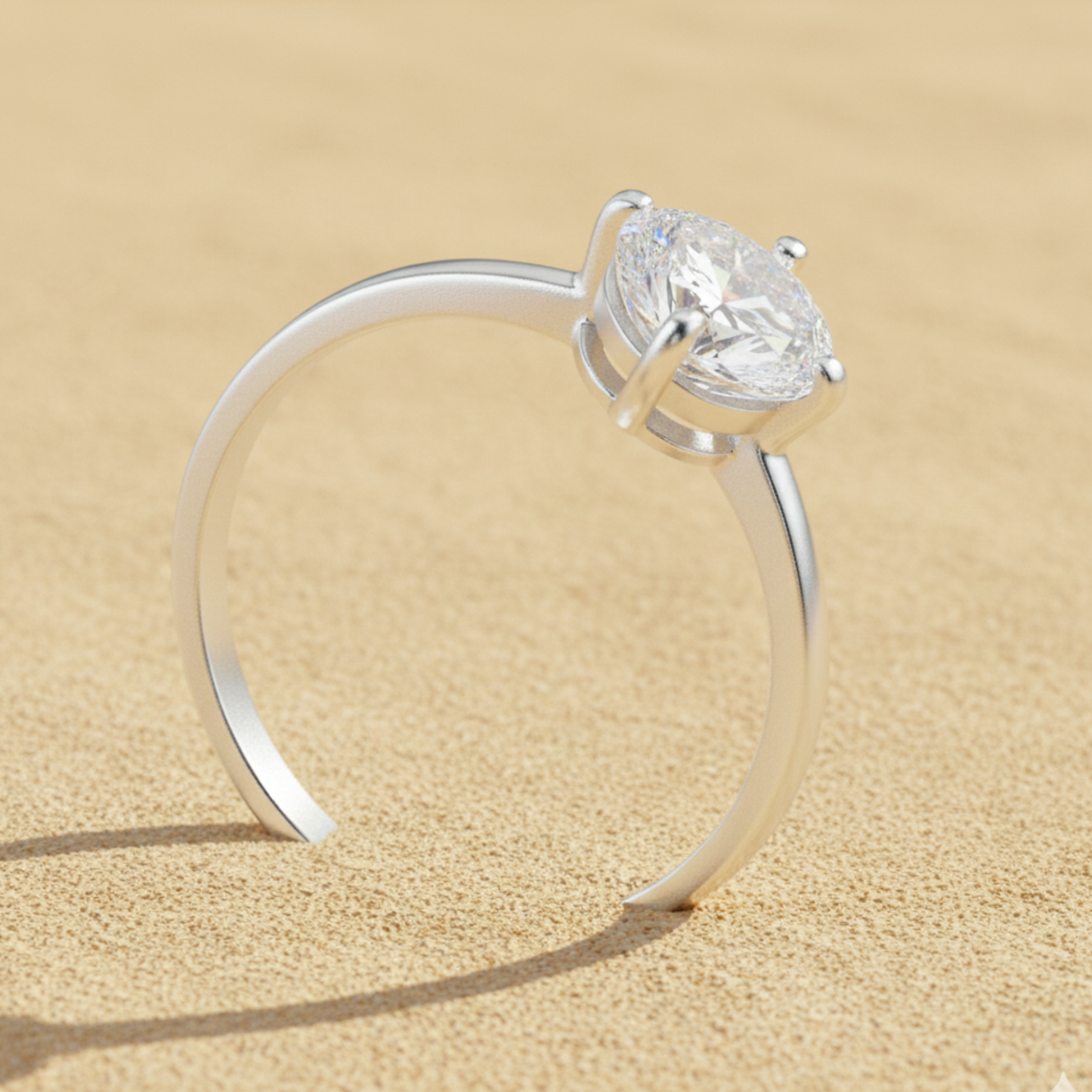 Simple 925 Silver Diamond Ring