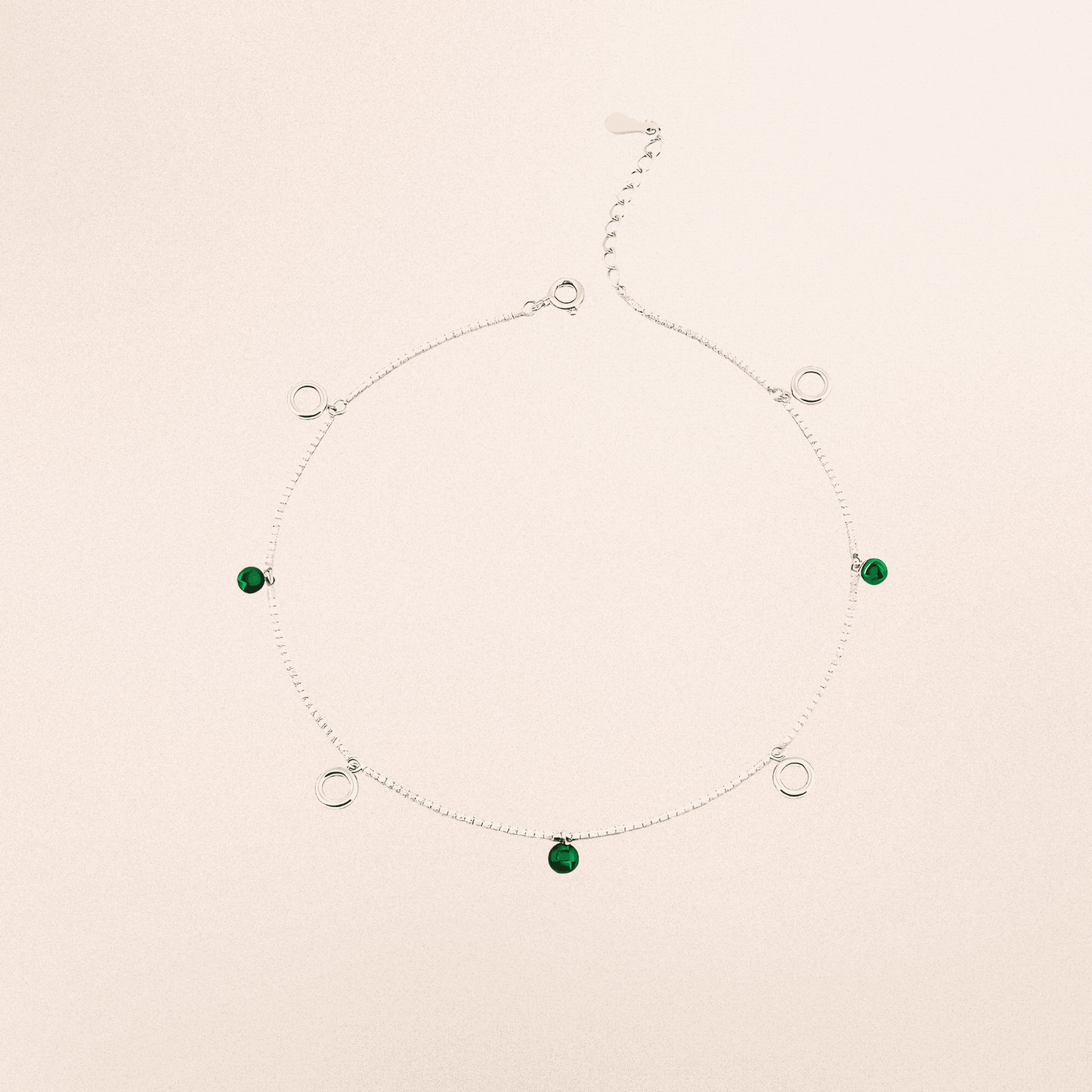 925 Sterling Silver Circle Charms Anklet