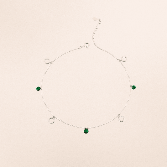 925 Sterling Silver Circle Charms Anklet