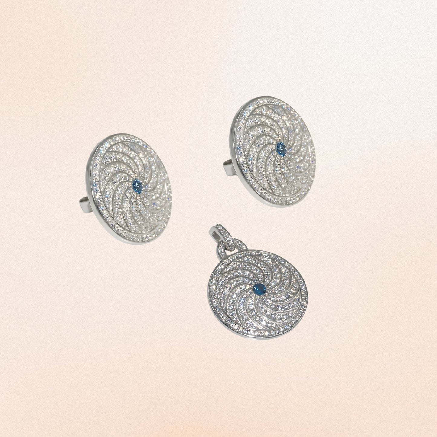 Swirl Sparkle Pendant Earring Set
