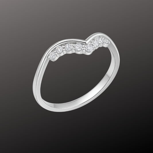 925 Silver V Diamond Ring