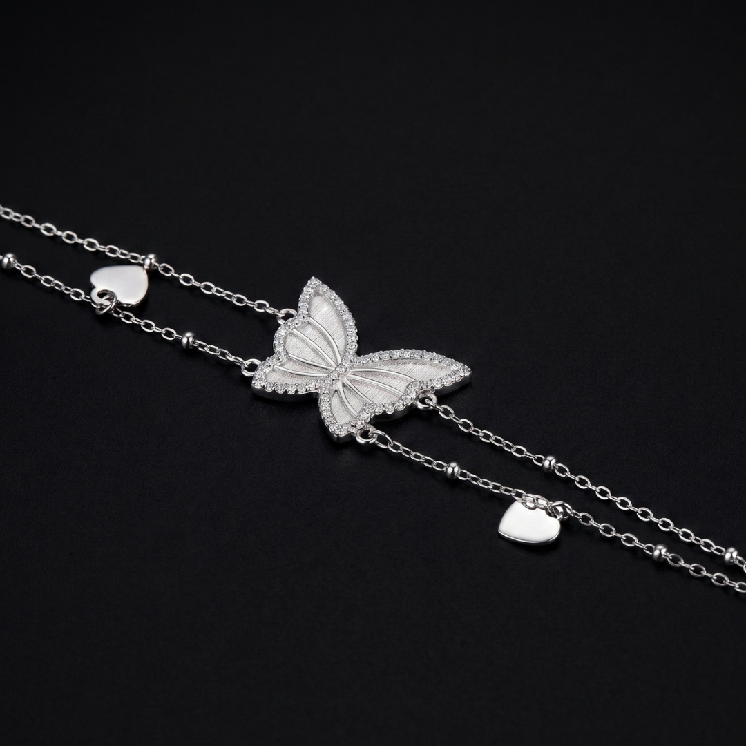 925 Silver Women's Butterfly Charm Bracelet