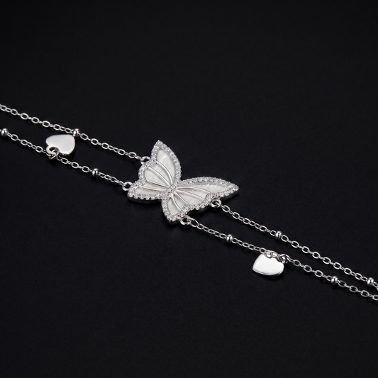 925 Silver Women's Butterfly Charm Bracelet