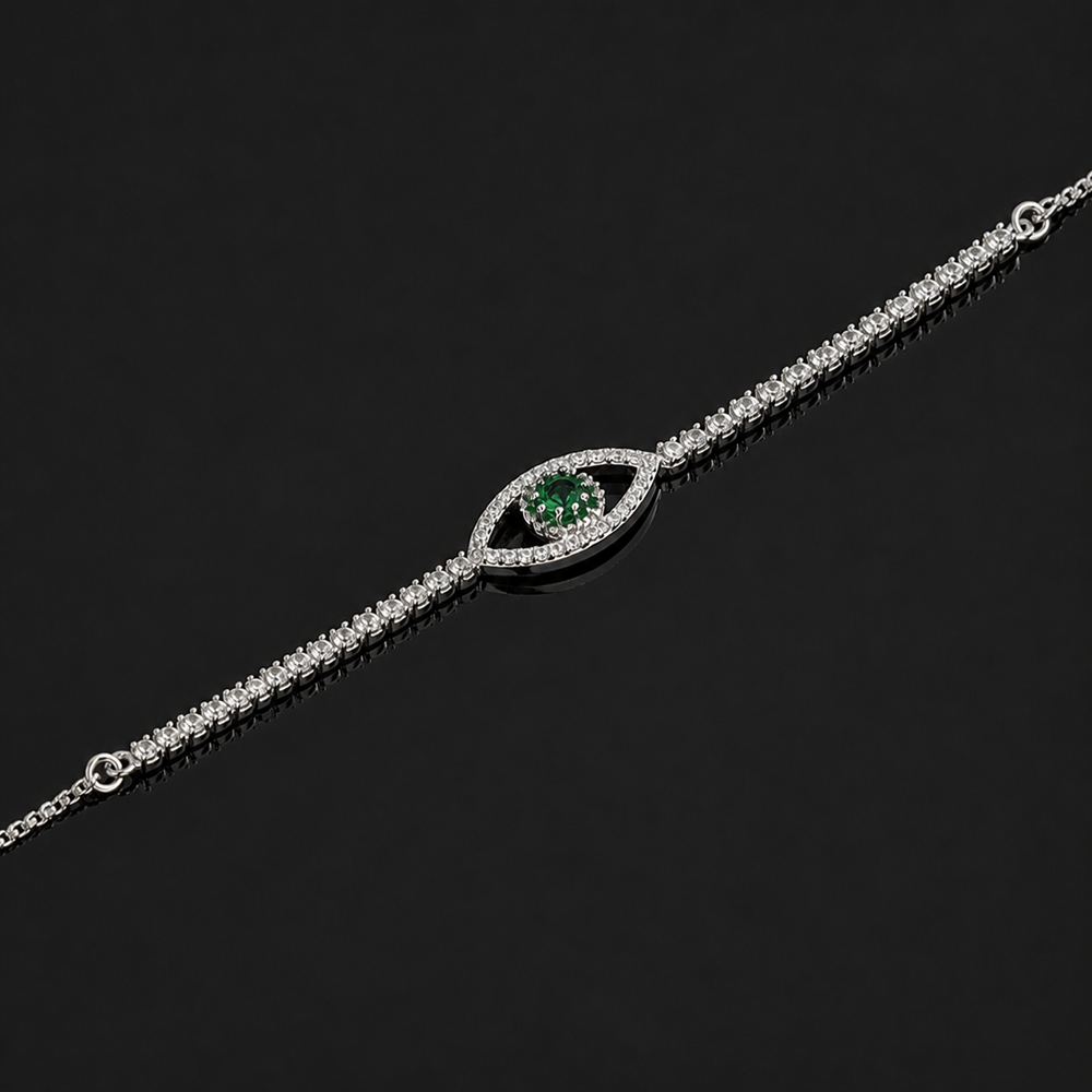 925 Silver Evil Eye CZ Diamond Bracelet