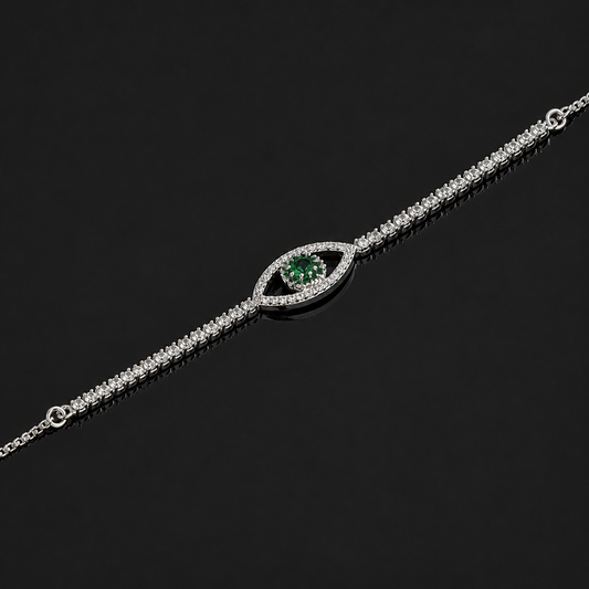 925 Silver Evil Eye CZ Diamond Bracelet