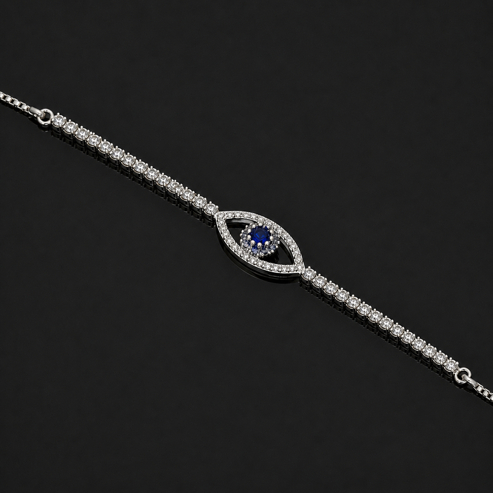 925 Silver Evil Eye CZ Diamond Bracelet