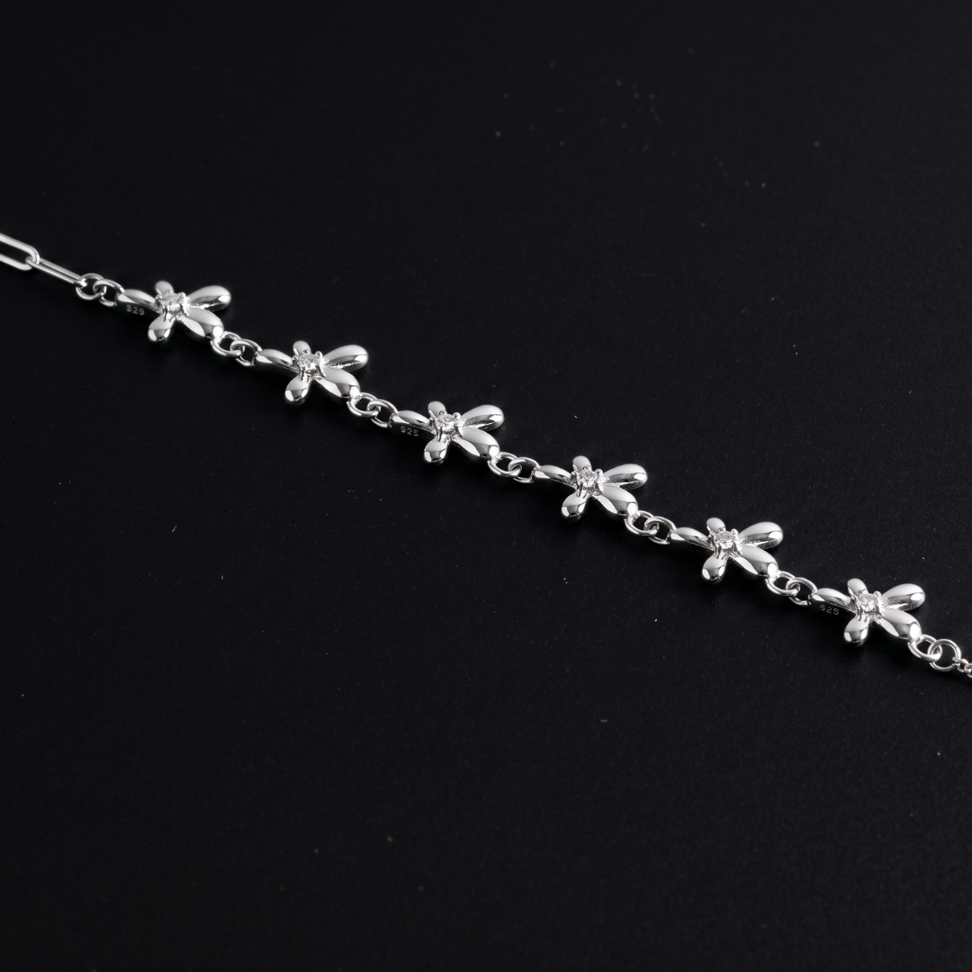 925 Silver Dragonfly Station Chain Bracelet