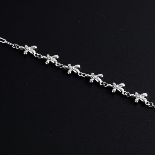 925 Silver Dragonfly Station Chain Bracelet
