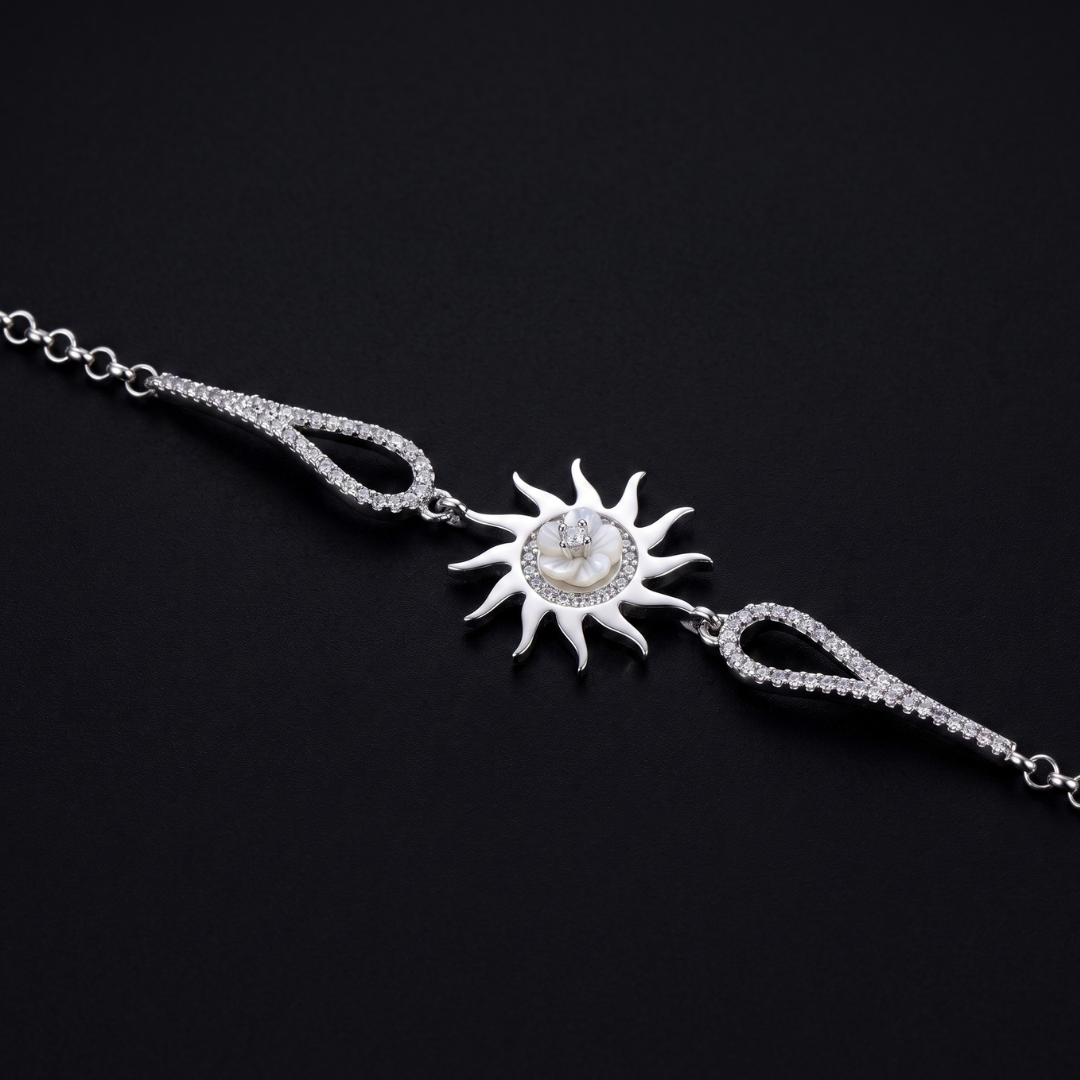 925 Silver Sun Goddess Mother of Pearl Bracelet